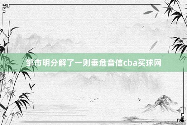 邹市明分解了一则垂危音信cba买球网