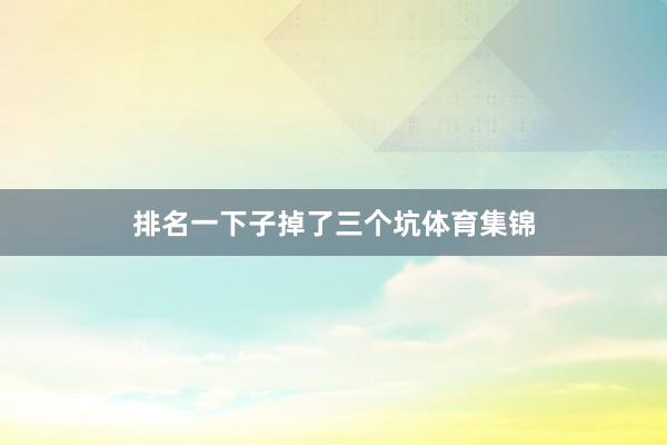 排名一下子掉了三个坑体育集锦